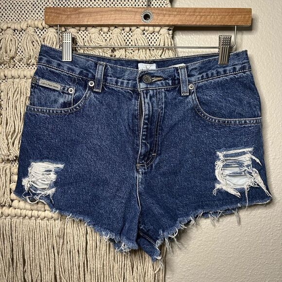 Calvin Klein Blue Jean Cutoff Shorts - Picture 1 of 5